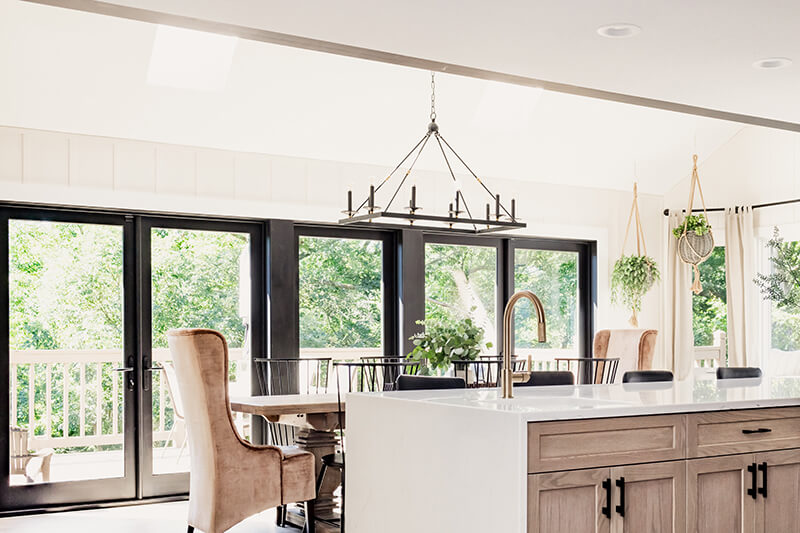 Katie Kurtz’s Marvin Elevate Swinging French Patio Door in her redesigned kitchen.