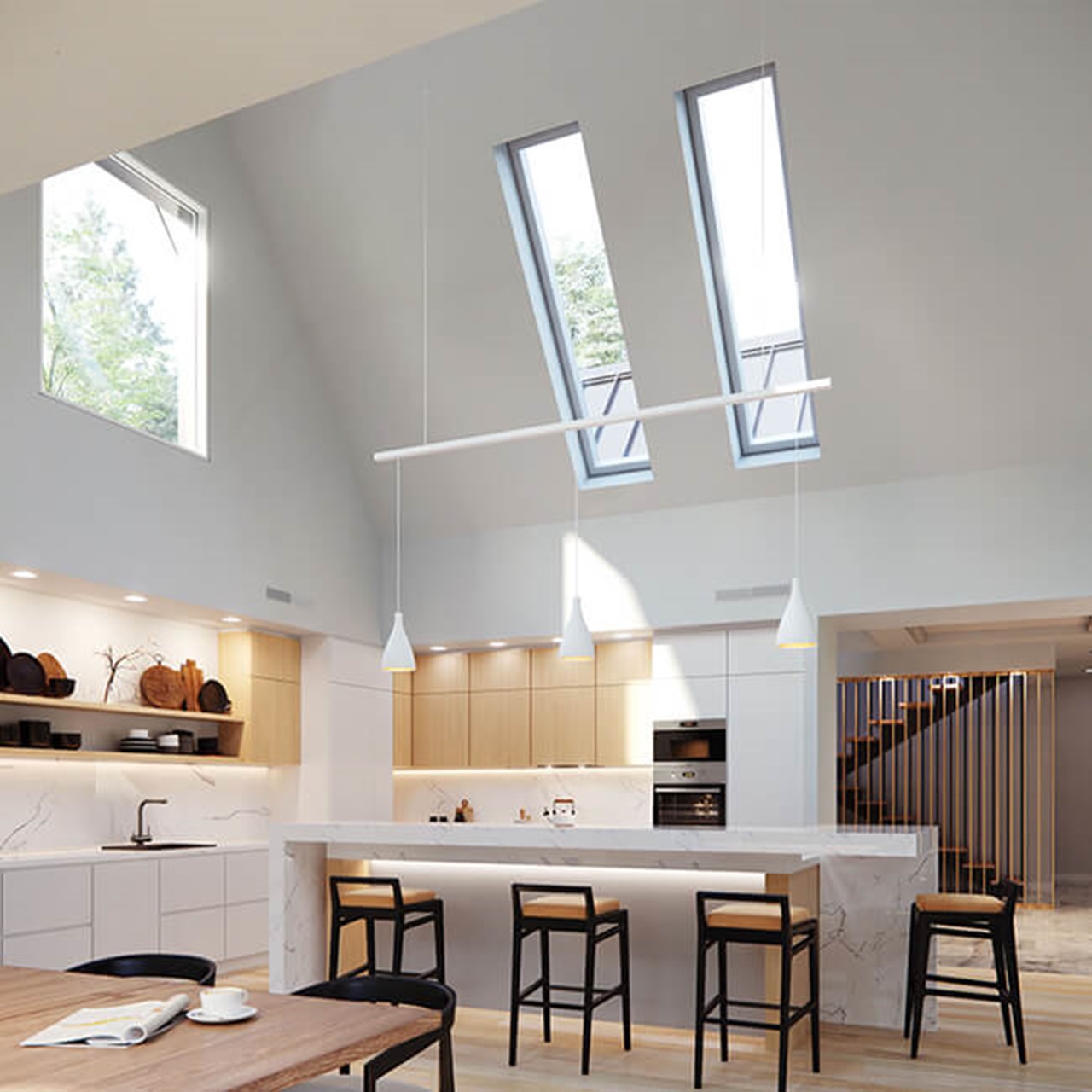 Interior of home with Marvin Awaken Skylights