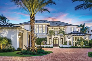 An exterior of a home with Marvin Coastline window and doors